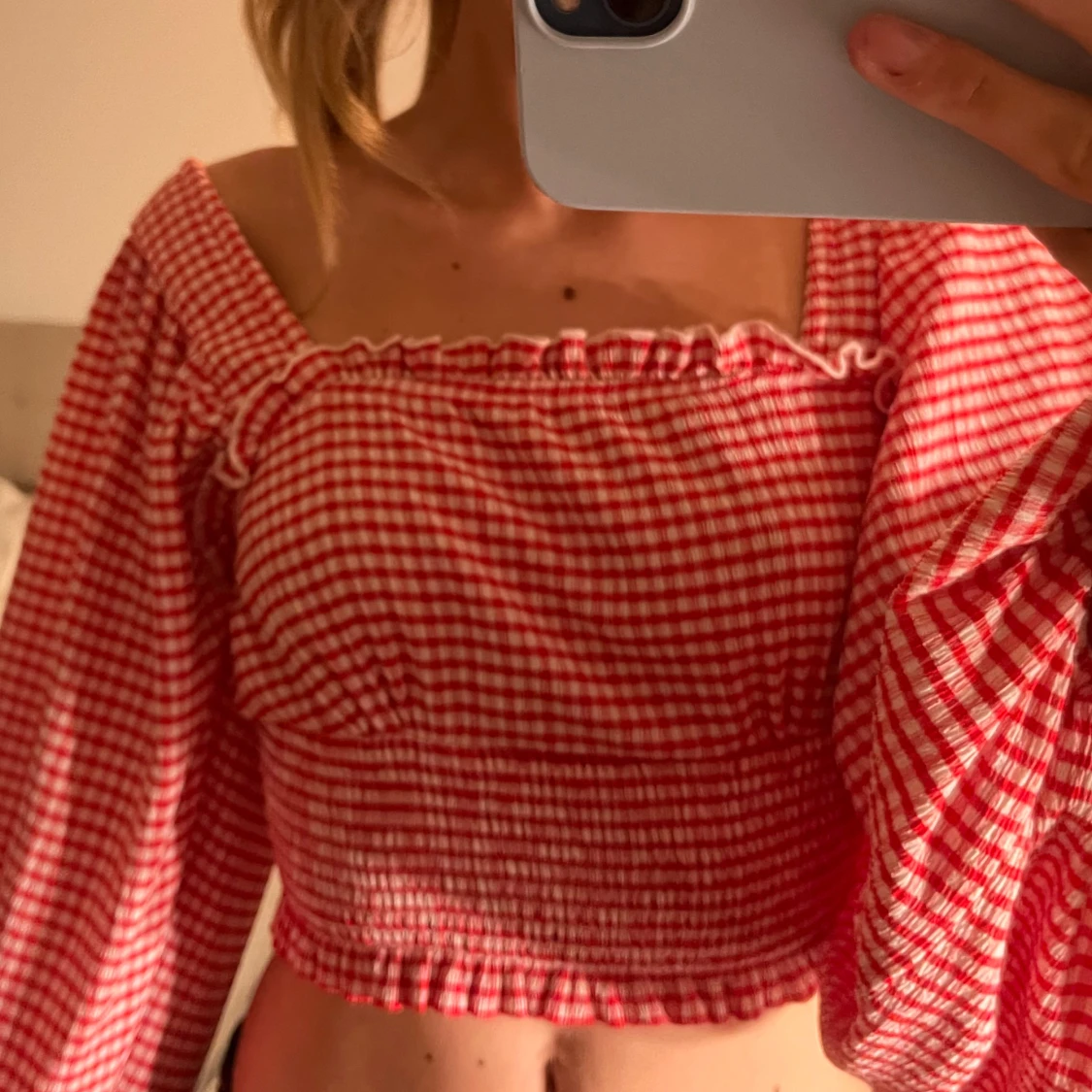 Rutig off shoulder topp - 1