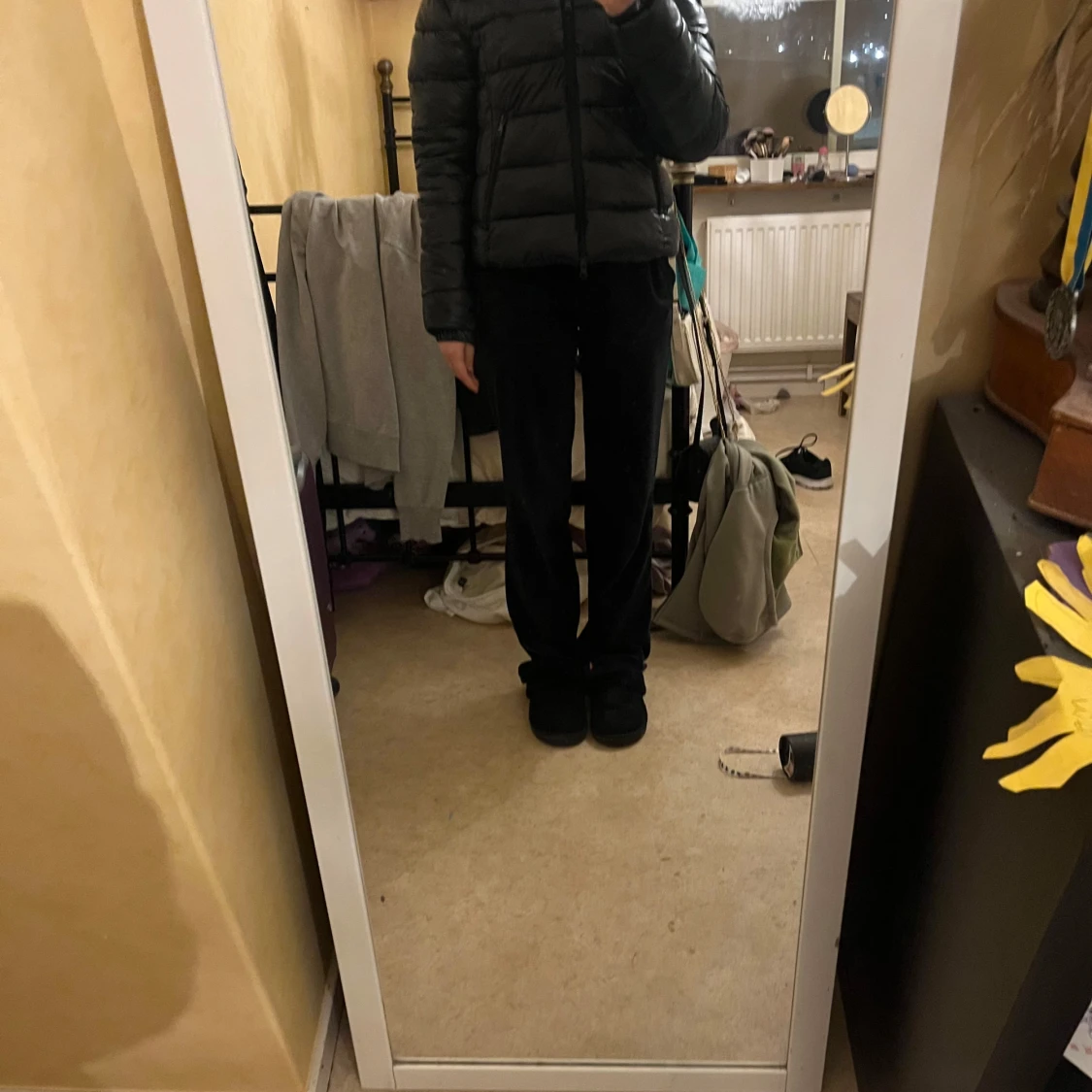 Blå pufferjacka med huva - 91