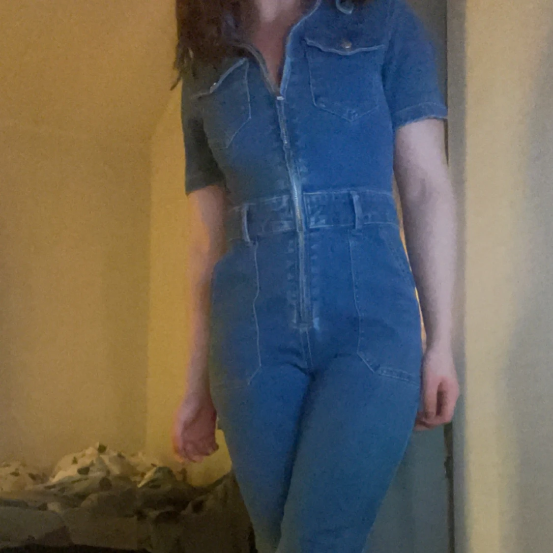 Blå jeans jumpsuit - 90