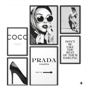 Svartvita modeposters - säljer min poster serie då jag köpte en annan serie som passade bättre in i mitt rum. det är alltså 6st totalt 