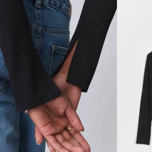 Svart långärmad topp från Gina Tricot - Snygg svart långärmad topp från Gina Tricot. Perfekt basplagg med en stilren design och rund halsringning. Passar till många olika outfits och tillfällen. 