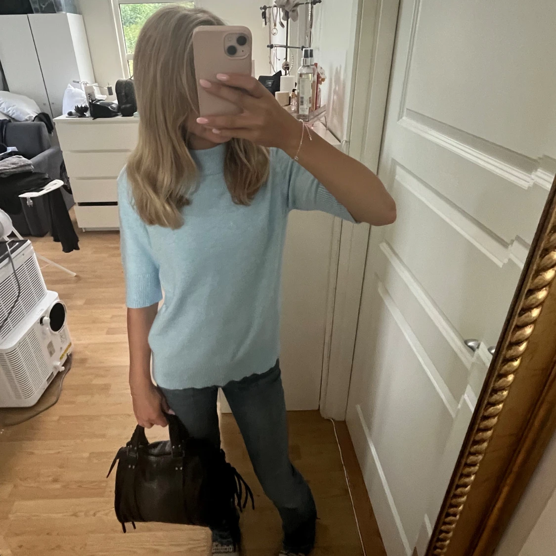 Söt blå stickad tröja från Vila - 90