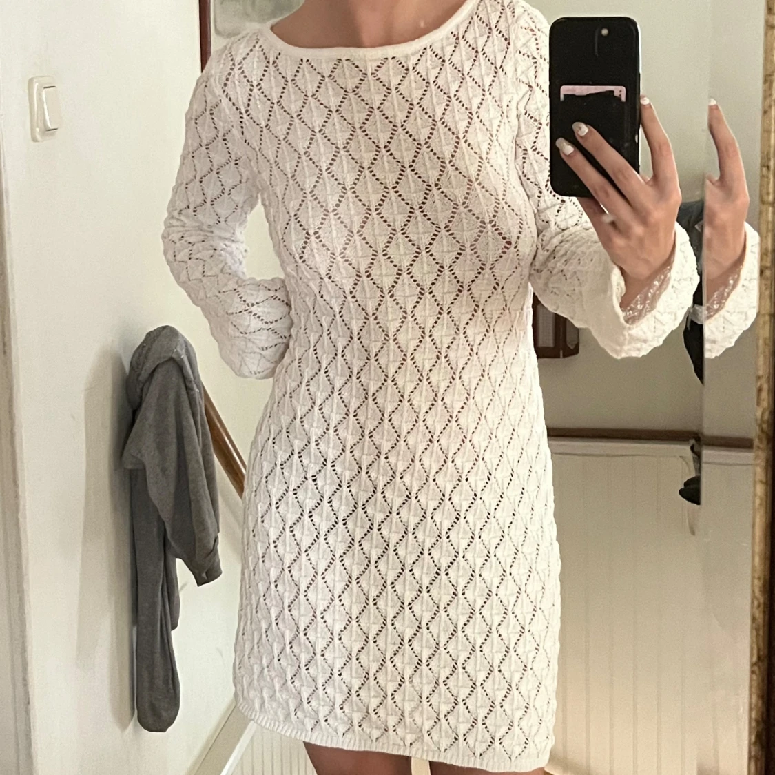 vit stickad klänning - 91