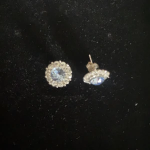 Silverörhängen  - Silvriga örhängen med en blå sten i mitten omringad av mindre silvriga stenar. Köpt för 349. Inga tecken på användning.