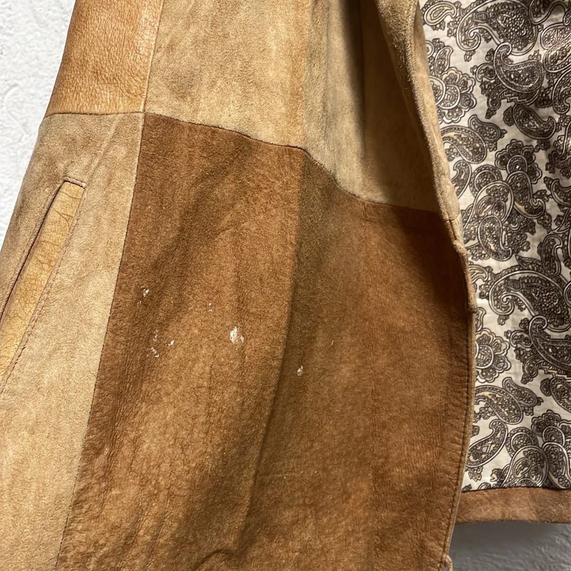 Beige mockajacka med mönstrat foder - 2