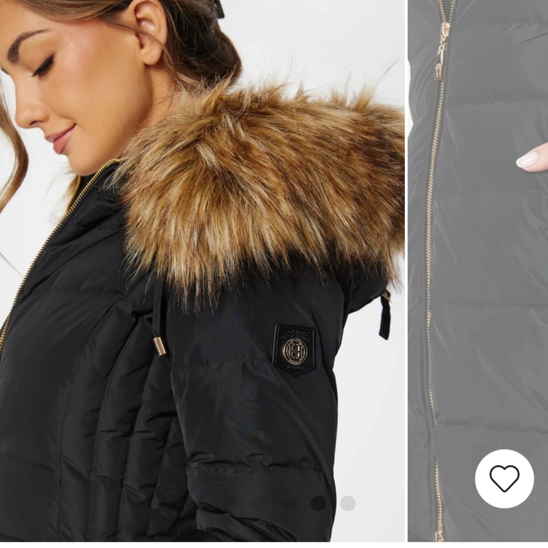 Svart dunjacka med päls - 91