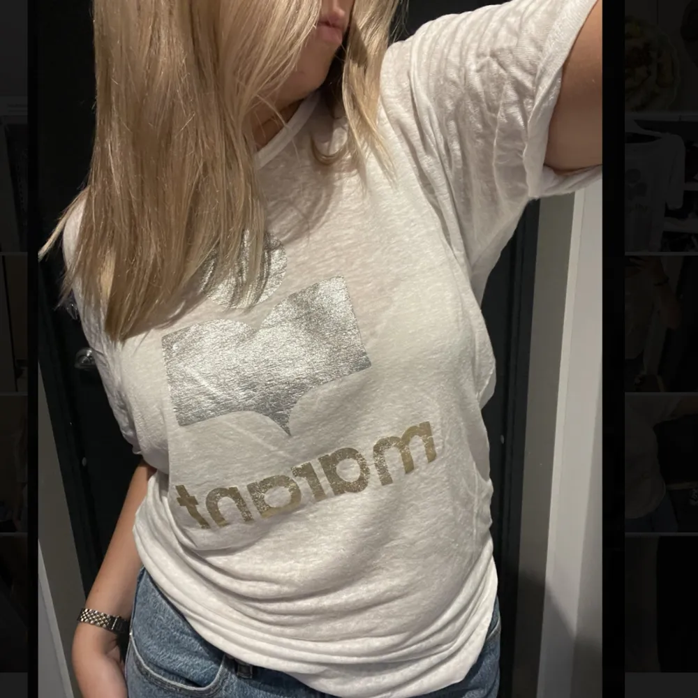Vit t-shirt från Isabel Marant. Ordinarie pris 1850kr. God kvalitet. Storlek M. T-paidat.