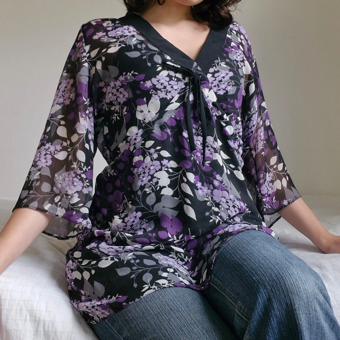 Skir blus med blommor