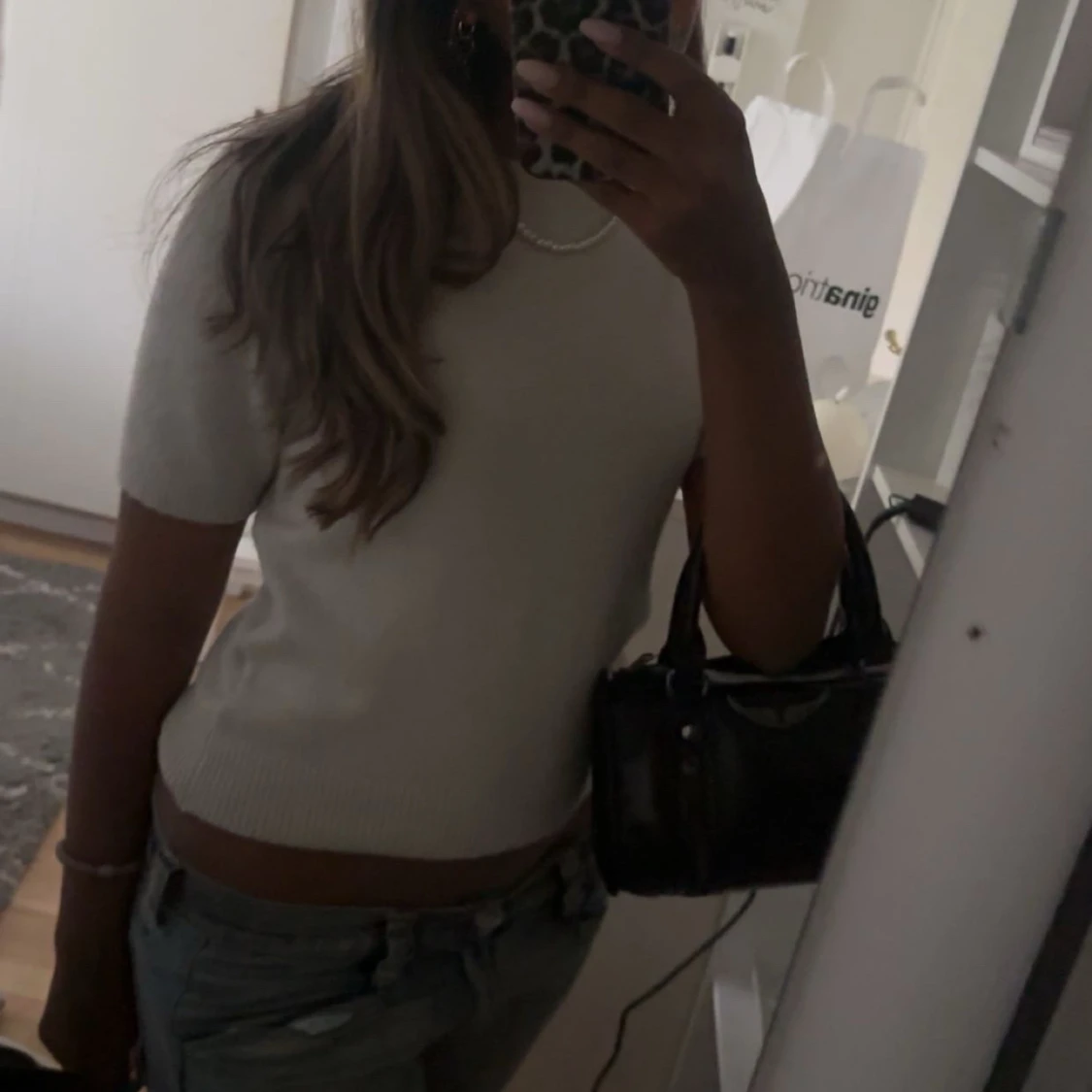 Kortärmad stickad tröja  - 90