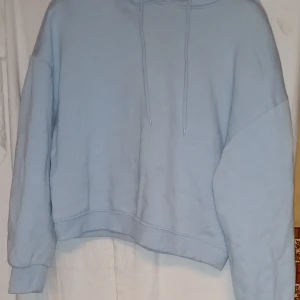 Ljusblå hoodie från 157 - Säljer en ljusblå hoodie från 157 i storlek M. Den har en klassisk design med huva och dragsko, samt långa ärmar. Perfekt för en avslappnad stil.