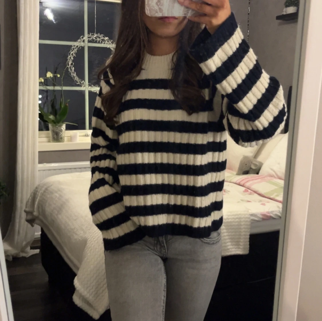 Randig stickad tröja - 90