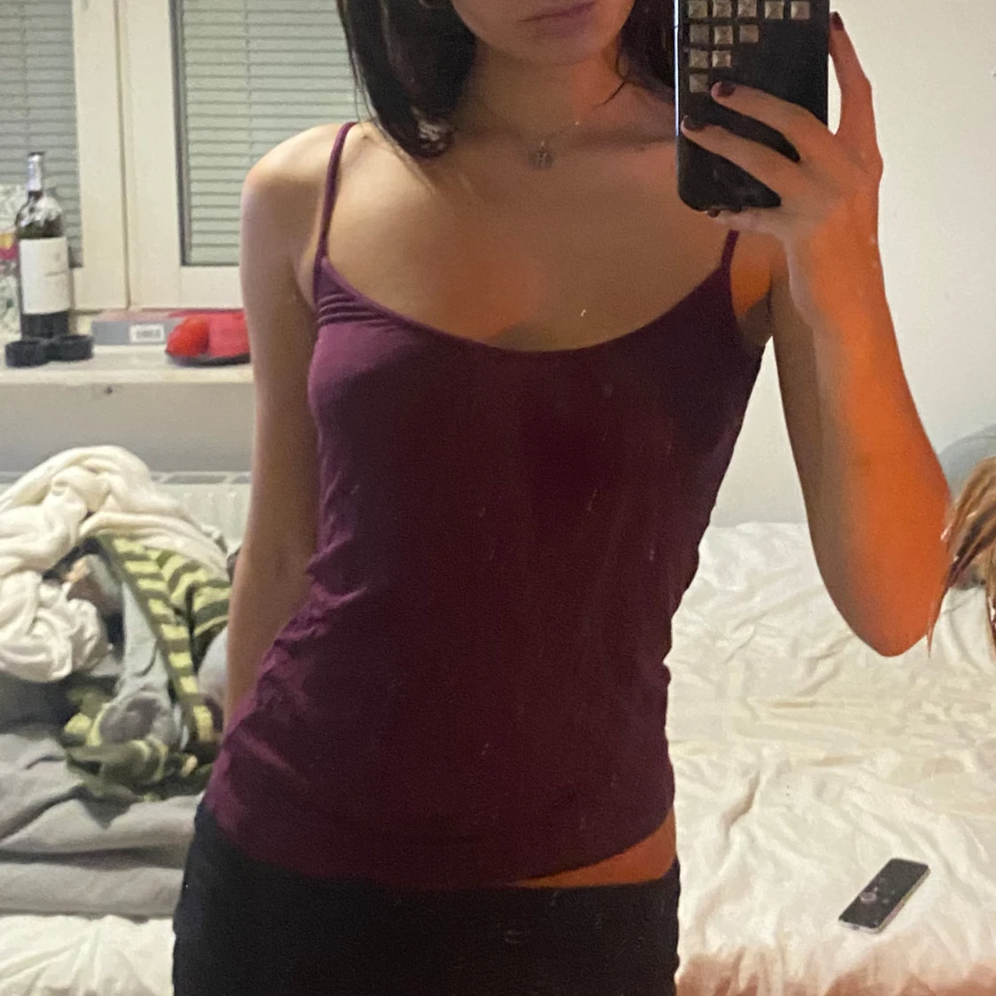 Plommonfärgat linne - 90