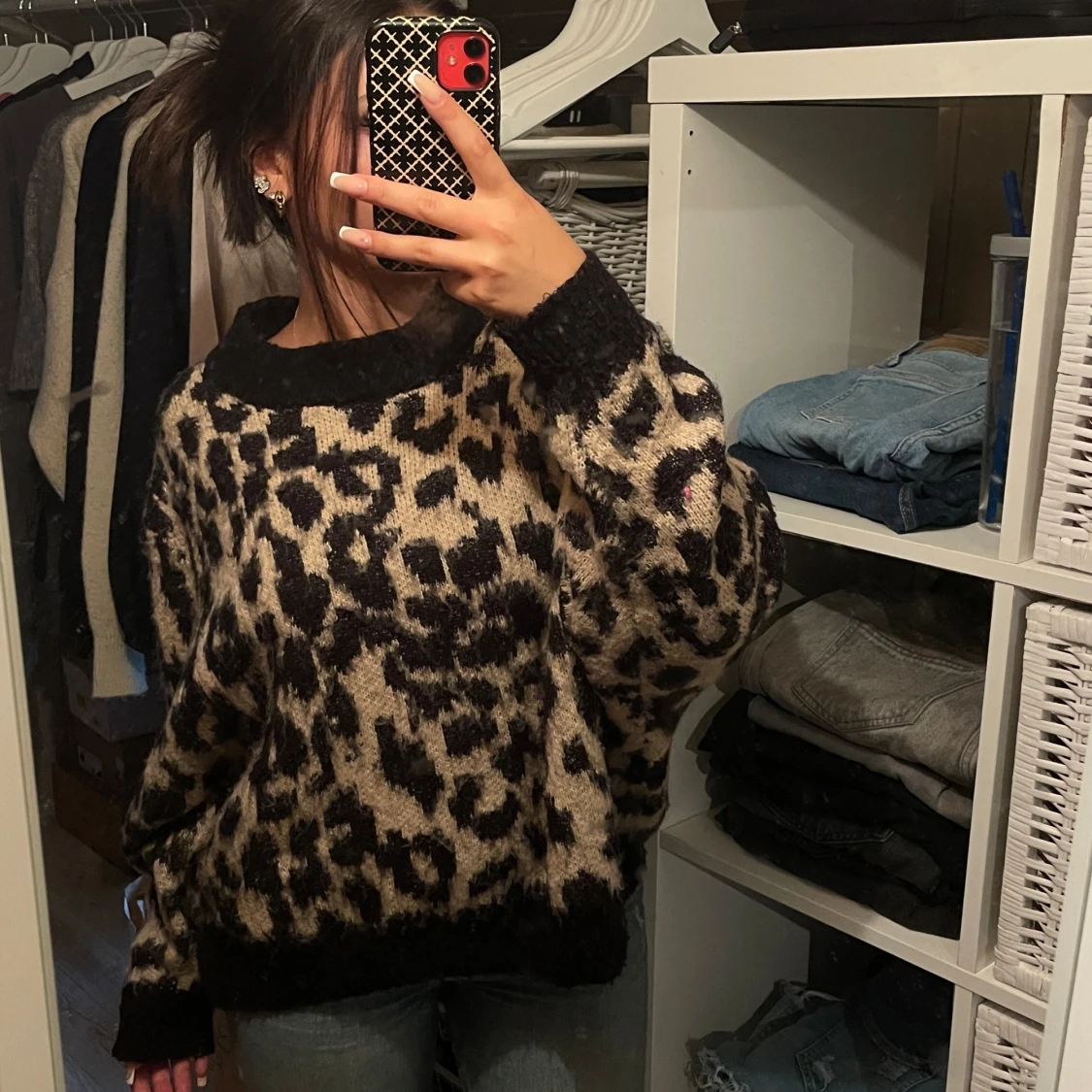 Stickad leopard tröja 