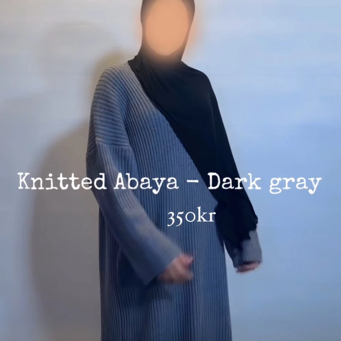 Knitted abaya - Dark gray  - 90