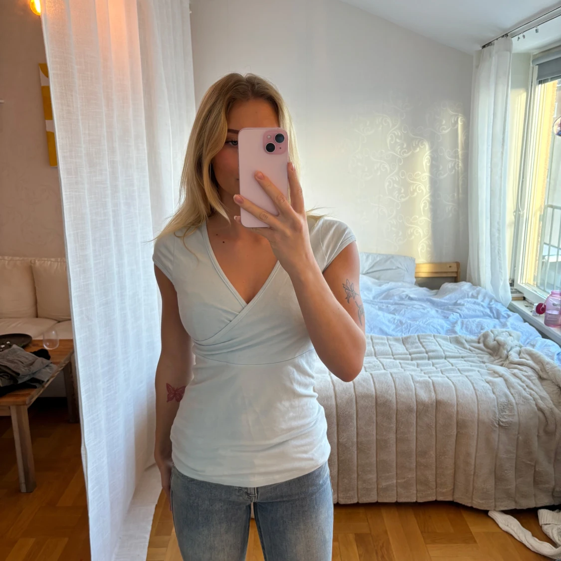 Ljusblå omlottopp - 1