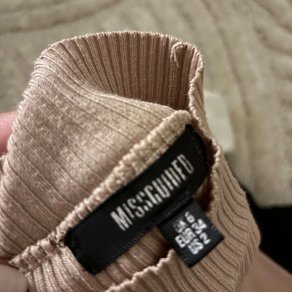 Beige ribbad tröja från Missguided - 1