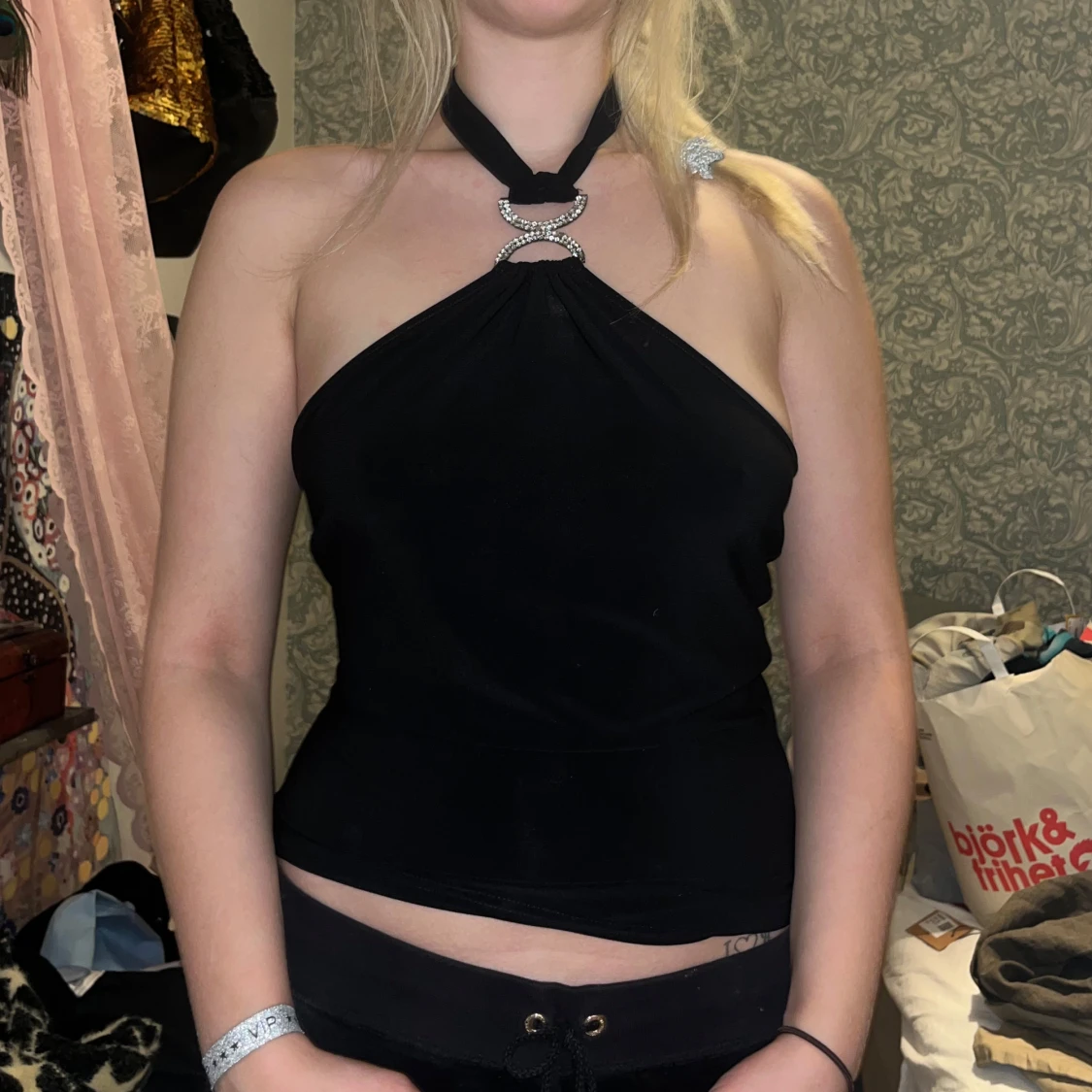 Svart halterneck topp
