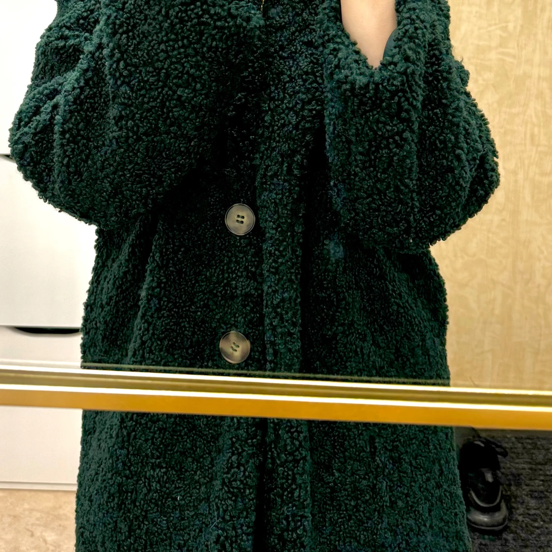 Grön teddyjacka med knappar - 1