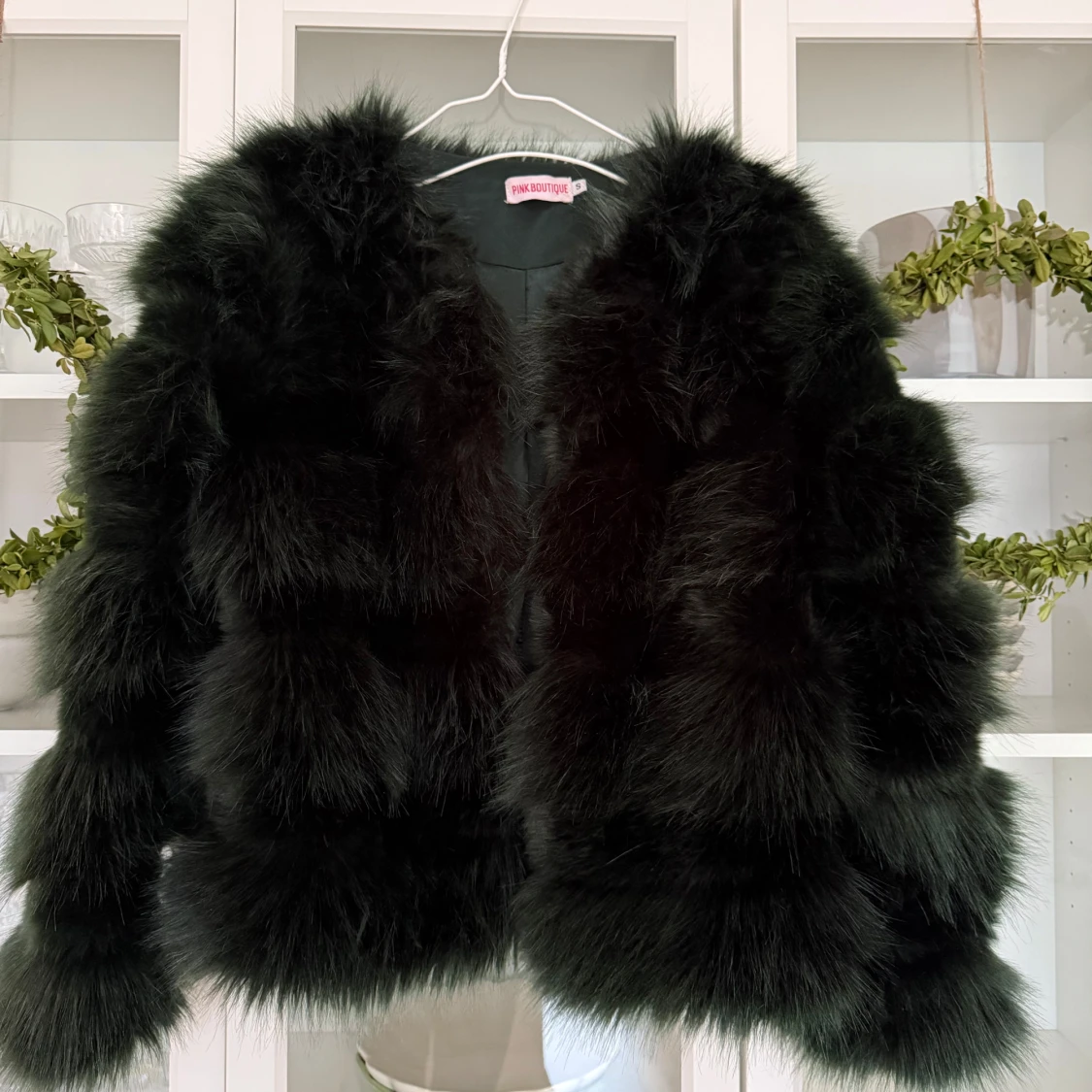 Mörkgrön pälsjacka (faux fur)