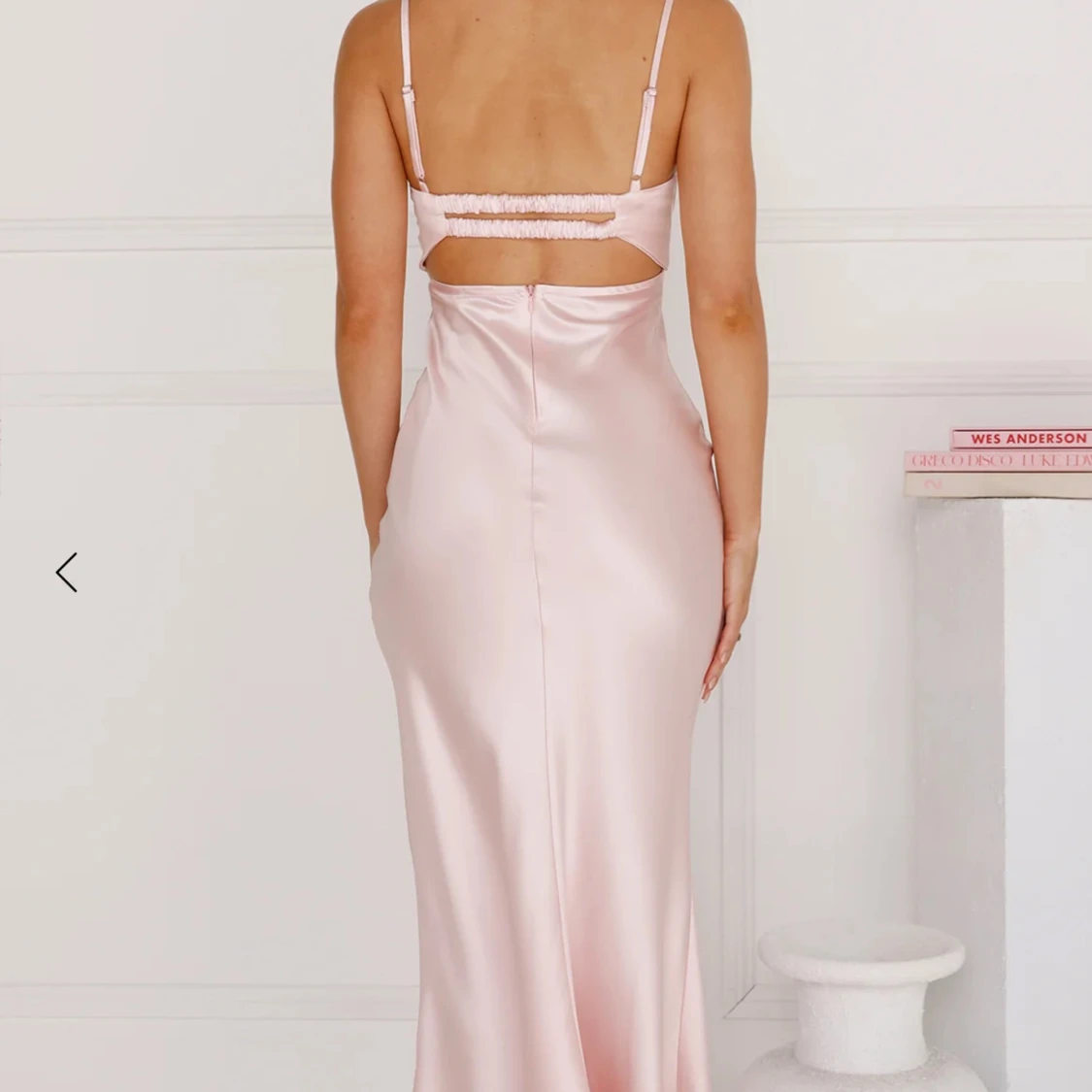 Ljusrosa långklänning i satin - 2