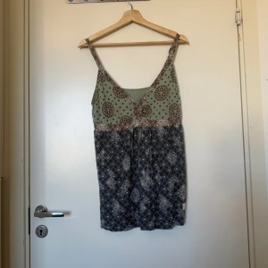 Mönstrad linnetopp från Odd Molly - Supersöt linnetopp med tunna axelband och v-ringning. Toppen har ett unikt mönster i grönt och blått med inslag av beige och vinrött, samt olika geometriska och blommiga detaljer. Perfekt för dig som gillar boho-vibbar och vill ha något luftigt och snyggt. Från märket Odd Molly i storlek 2 som enligt deras storleksguide motsvarar en storlek M. Mycket fint skick, jag hittar inga synlig anmärkningar eller defekter.  