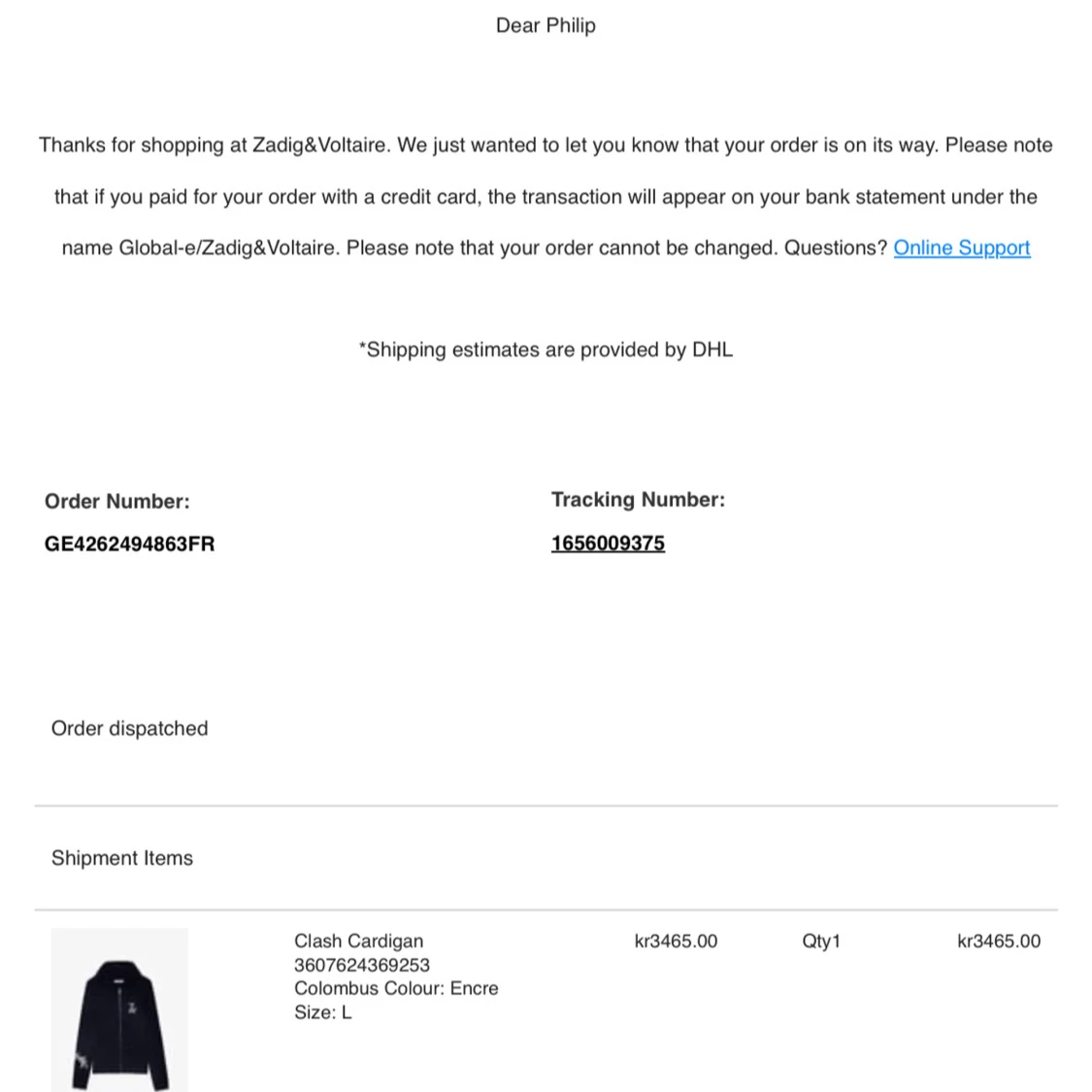 Mörkblå hoodie med tryck från Zadig & Voltaire - 4