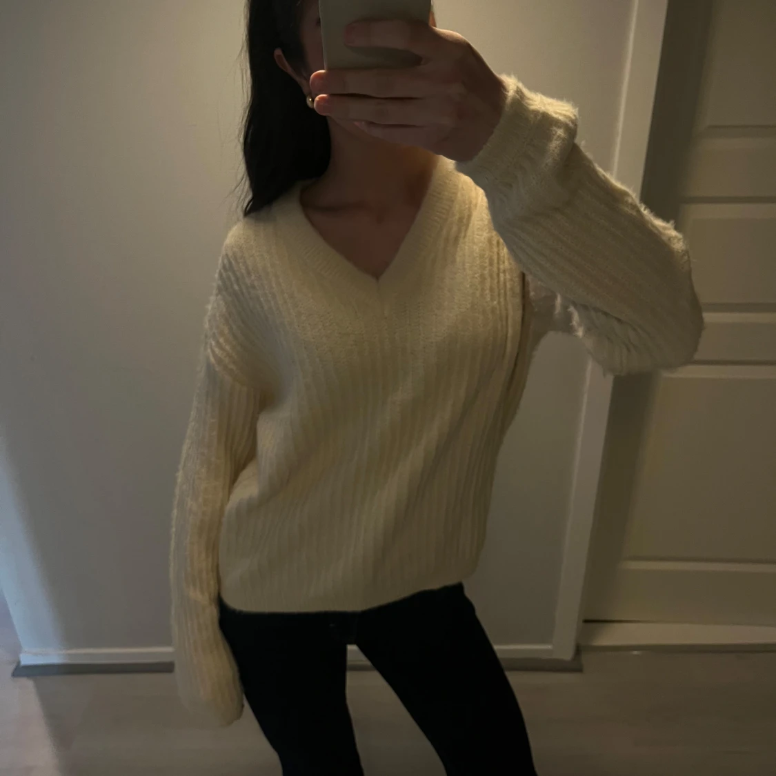 Beige ribbad tröja i nyskick