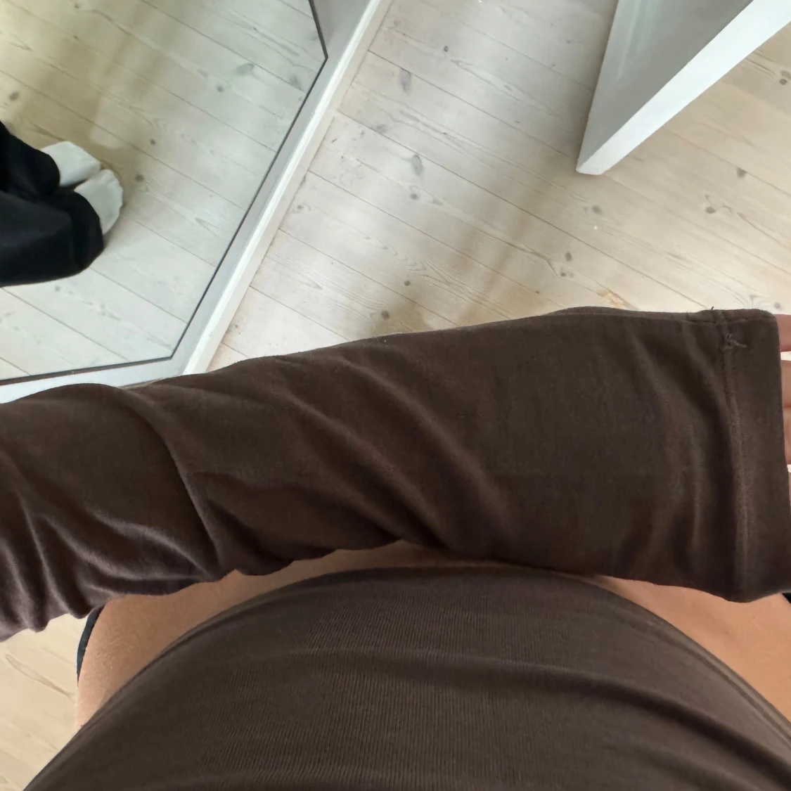 Brun croppad långärmad topp - 3