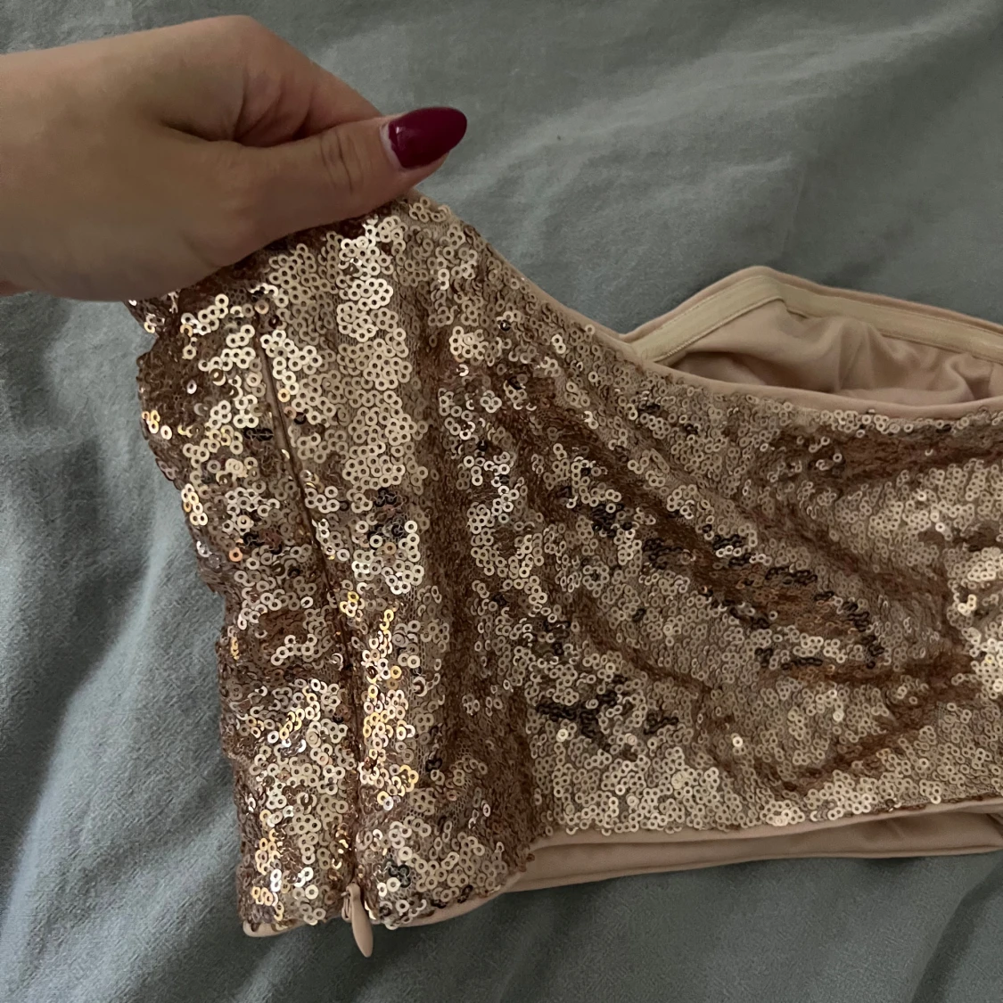 Champagne rosa paljett-tubtopp - 2