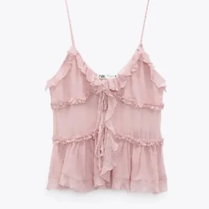 Rosa volanglinnetopp från Zara - knappt använd.