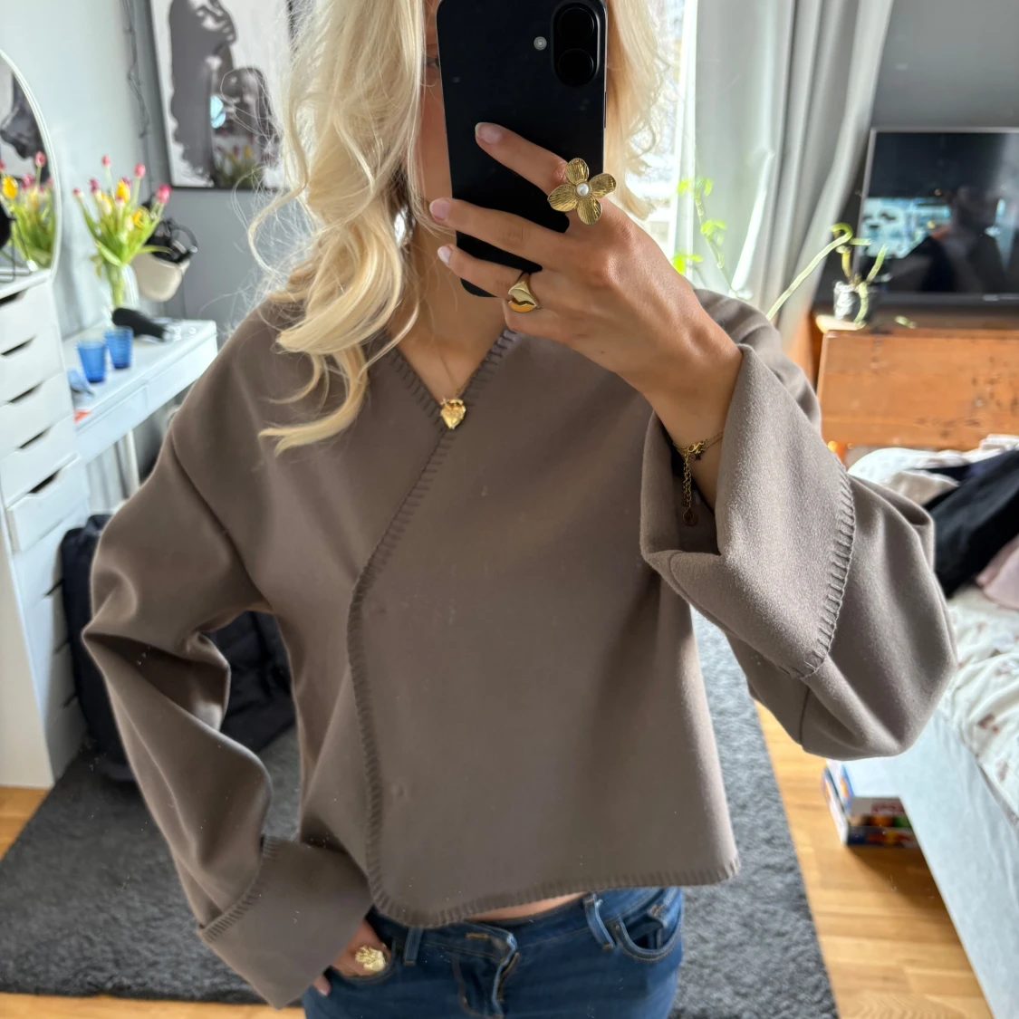 Beige/brun filtjacka 