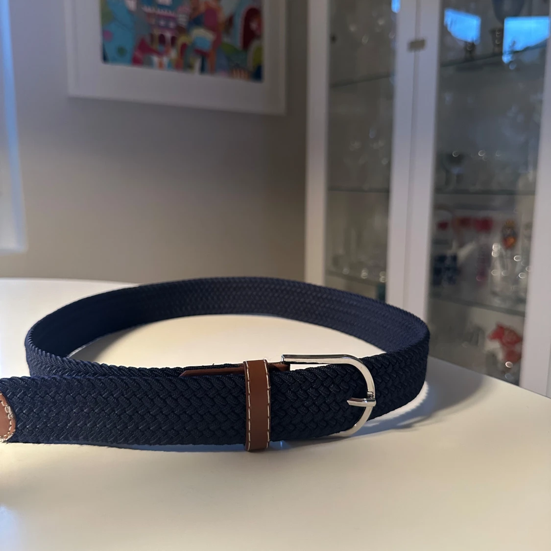 Mörkblå flätat bälte 100cm - 2