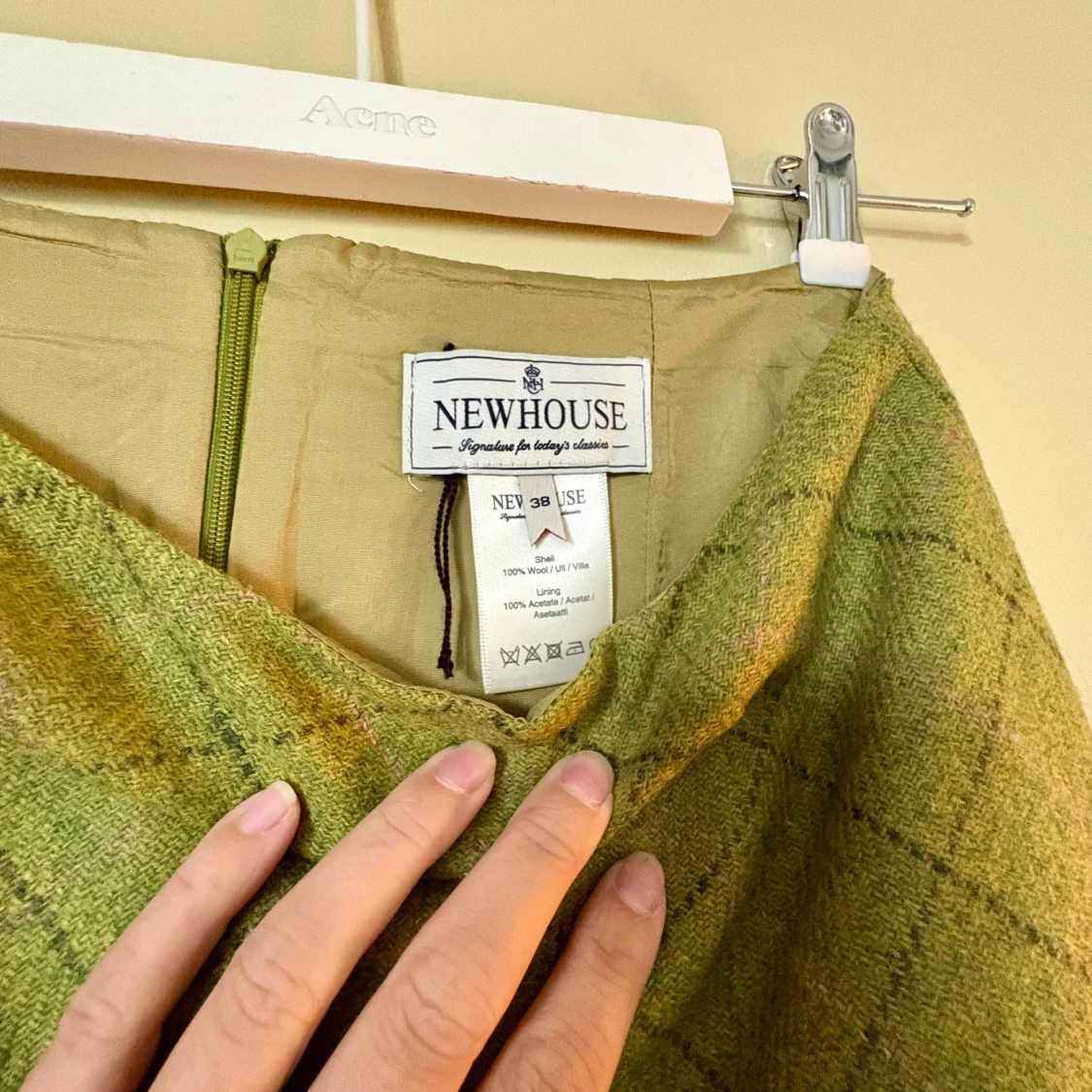 Grön rutig ullkjol från Newhouse - 3