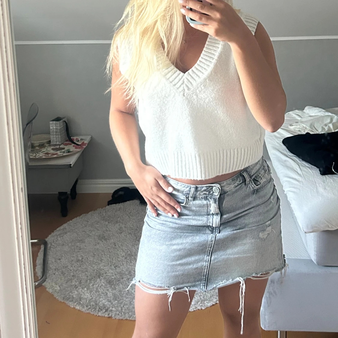 Vit stickad topp - 1