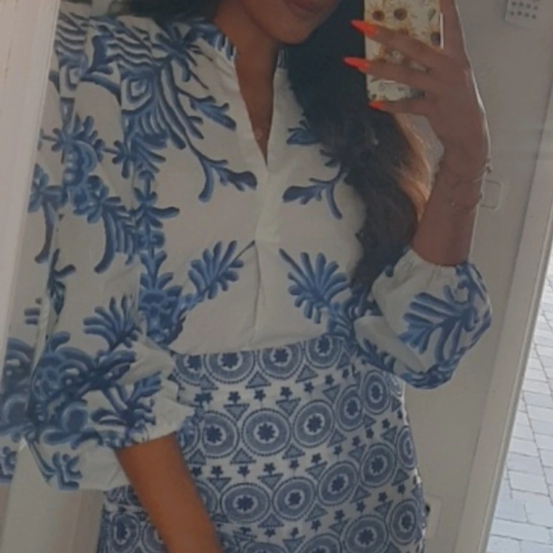 Vit och blå Positano-blus