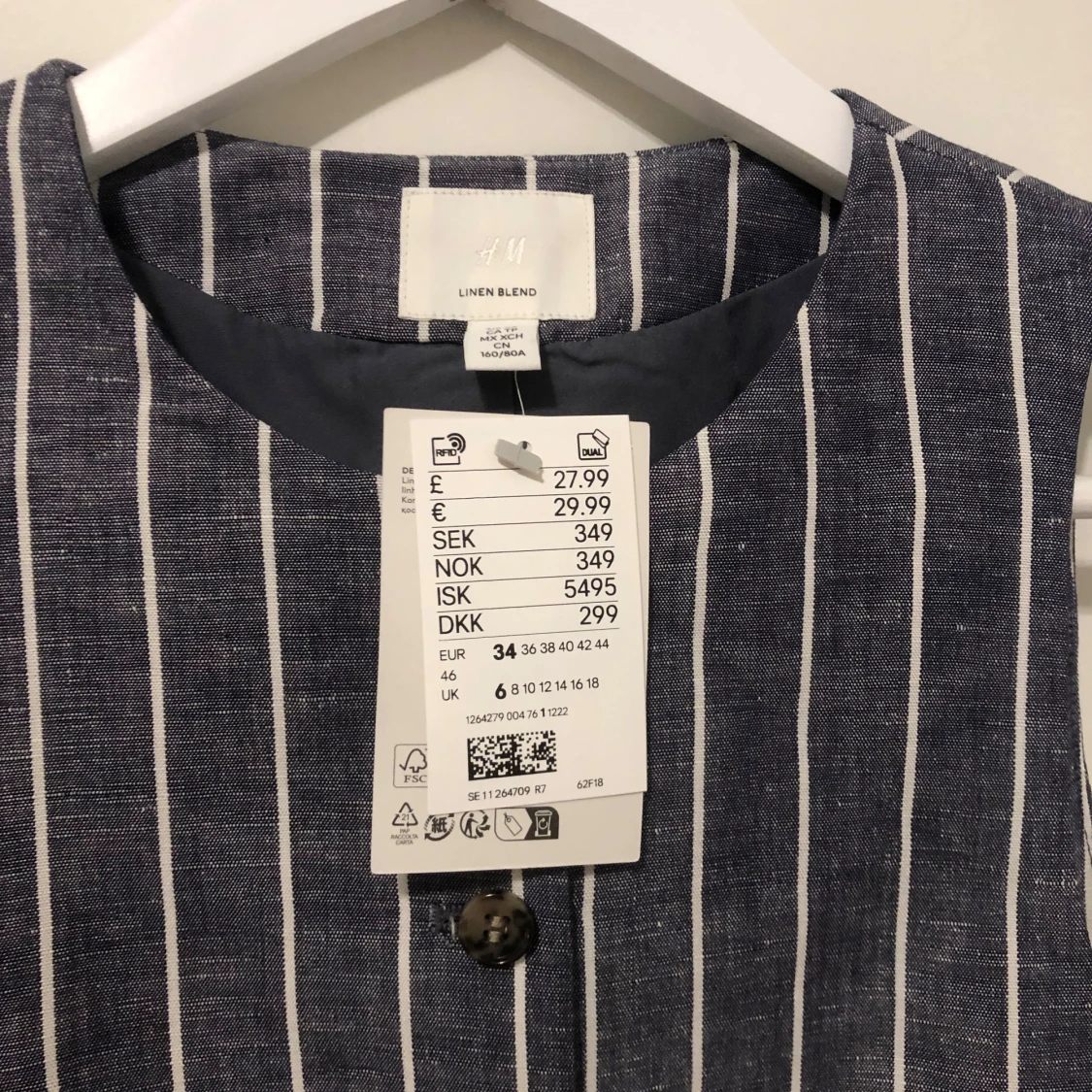 Randig blå väst från H&M i linneblandning - 3