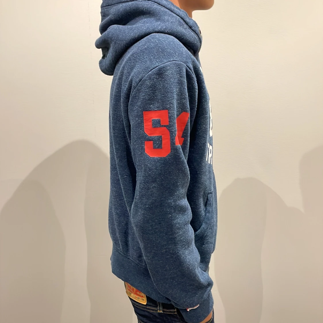 Blå Superdry hoodie med tryck - 1