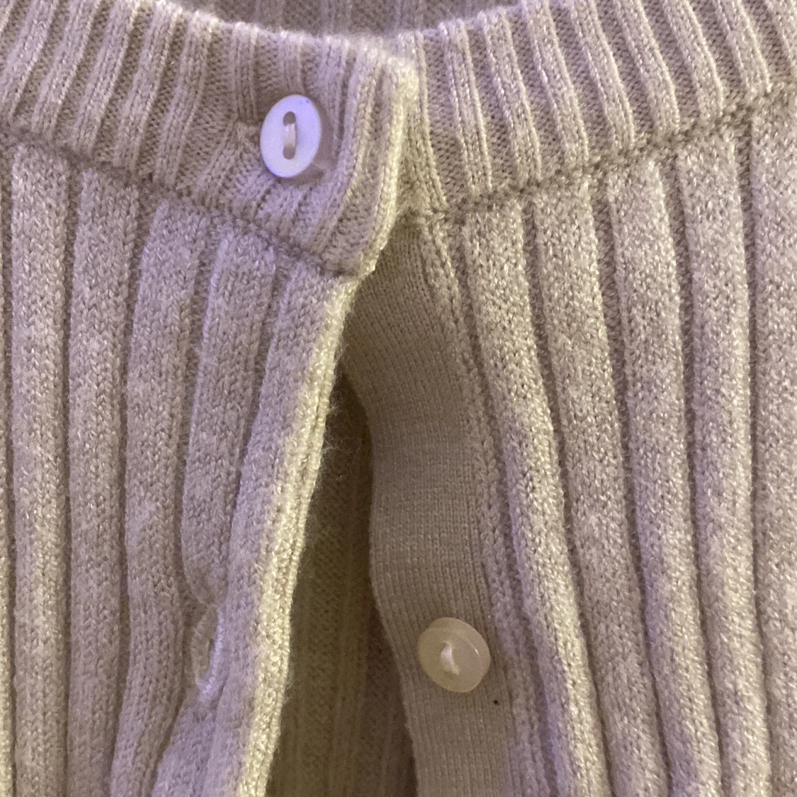 Beige ribbad kofta från 157, stl S - 4