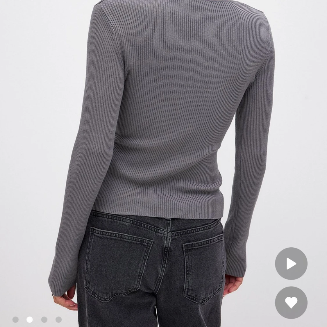 Ribbad grå långärmad tröja NA-KD - 3