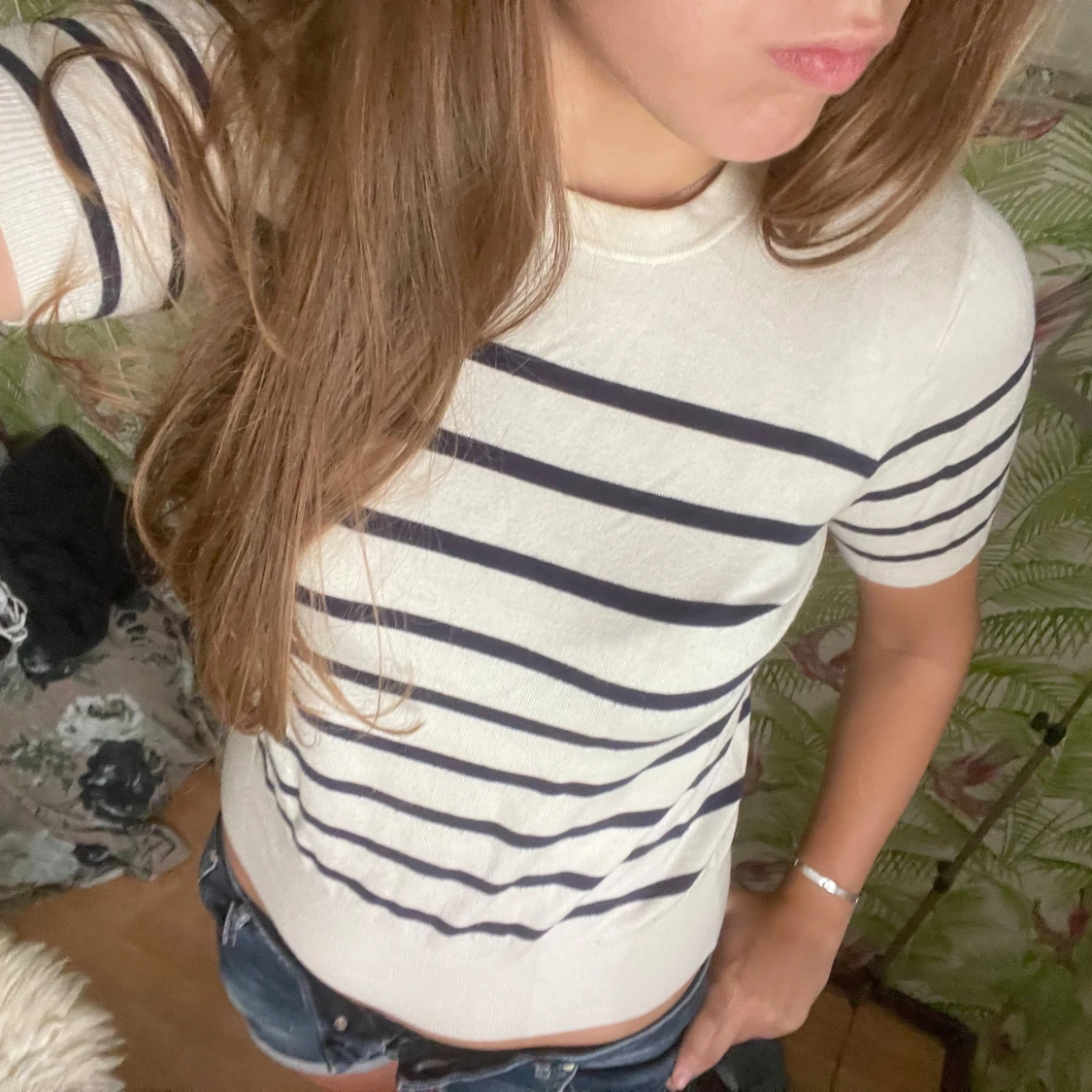 Randig kortärmad tröja från Zara💕