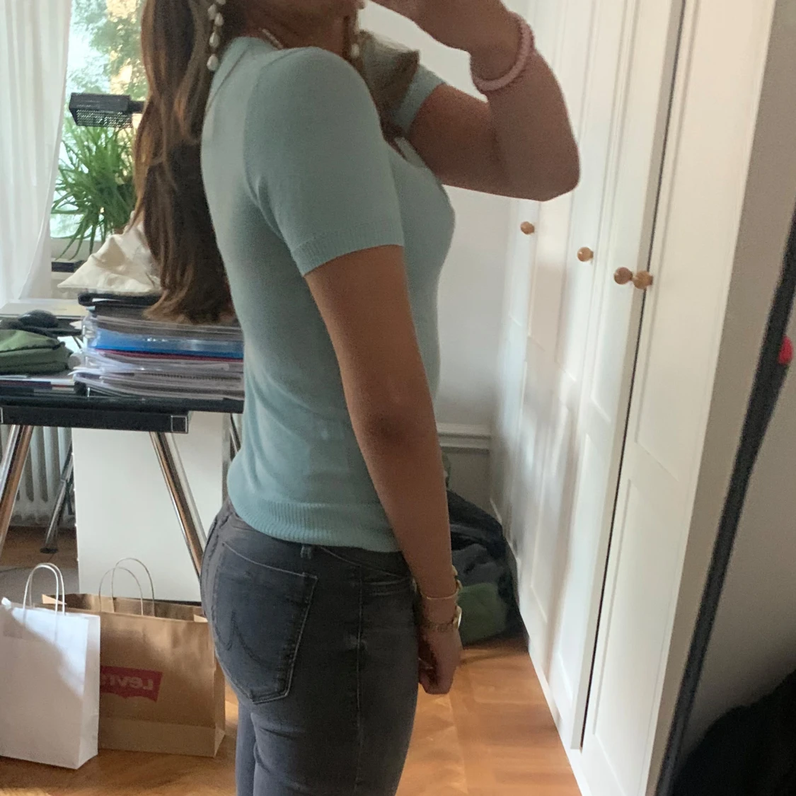 Ljusblå stickad topp  - 2