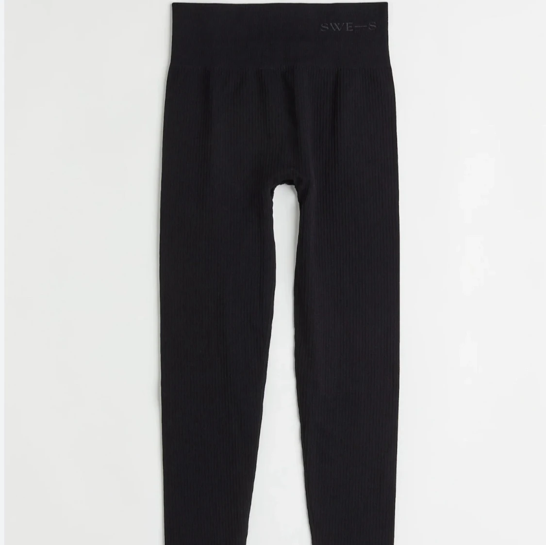 Svarta ribbade leggings 