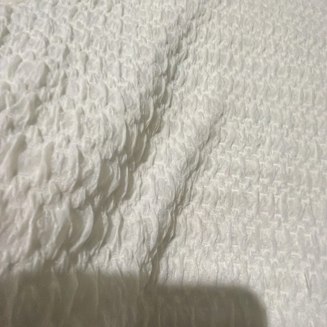 Vit ribbad kortklänning med puffärm - 1