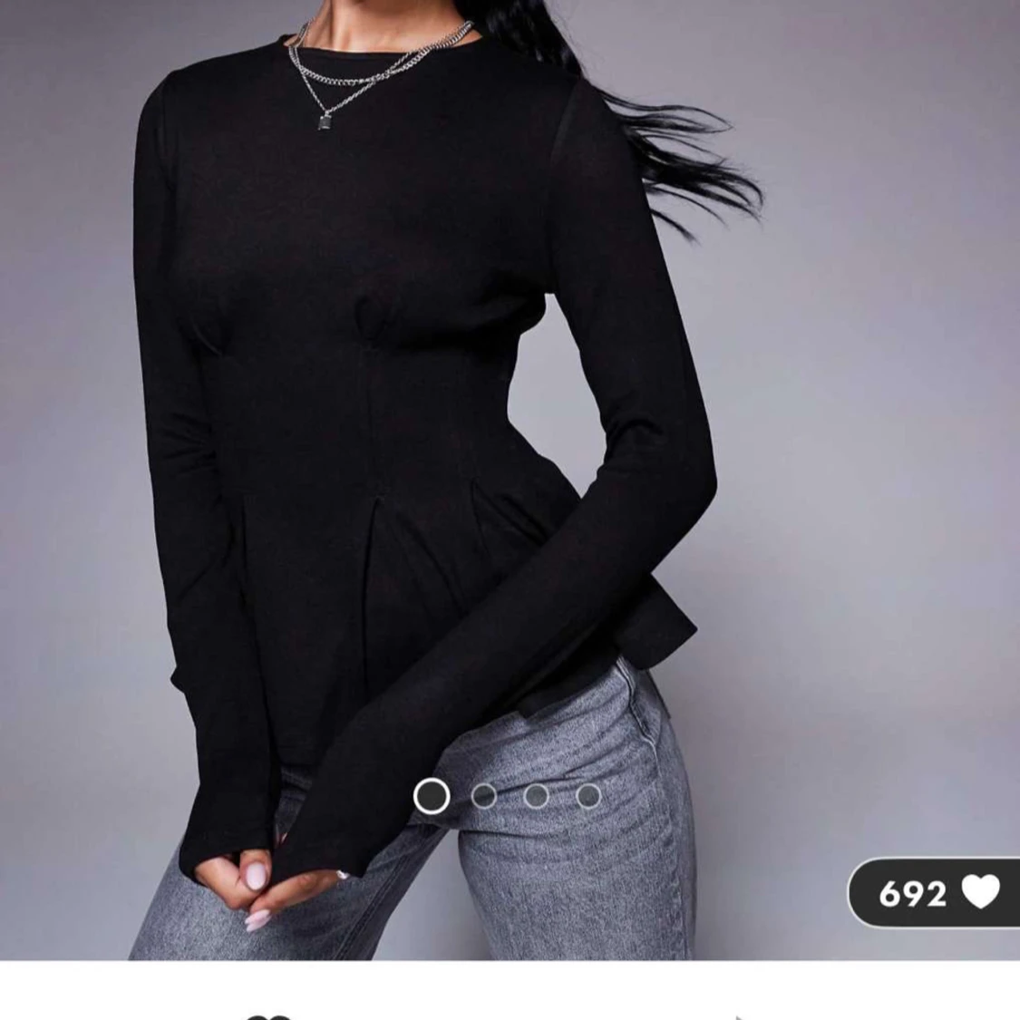 Svart långärmad topp  - 1