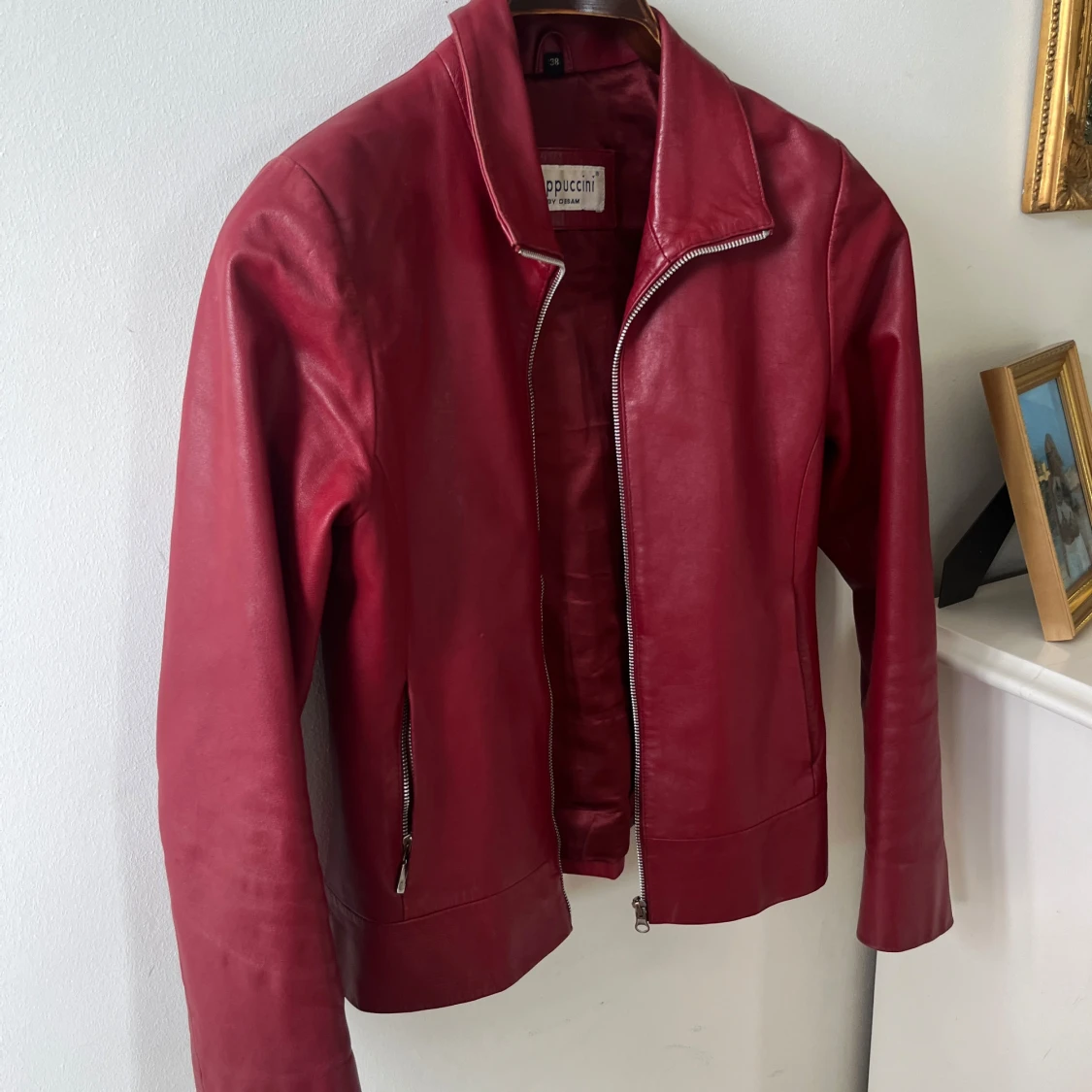 Vinröd skinnjacka  - 2