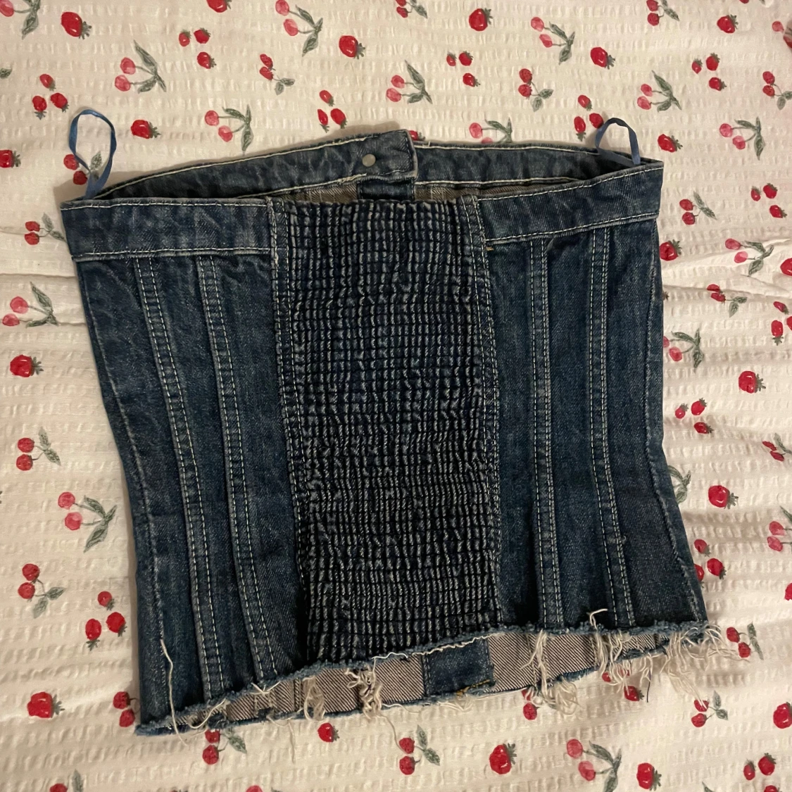 Jeans korsett-topp med knappar - 1