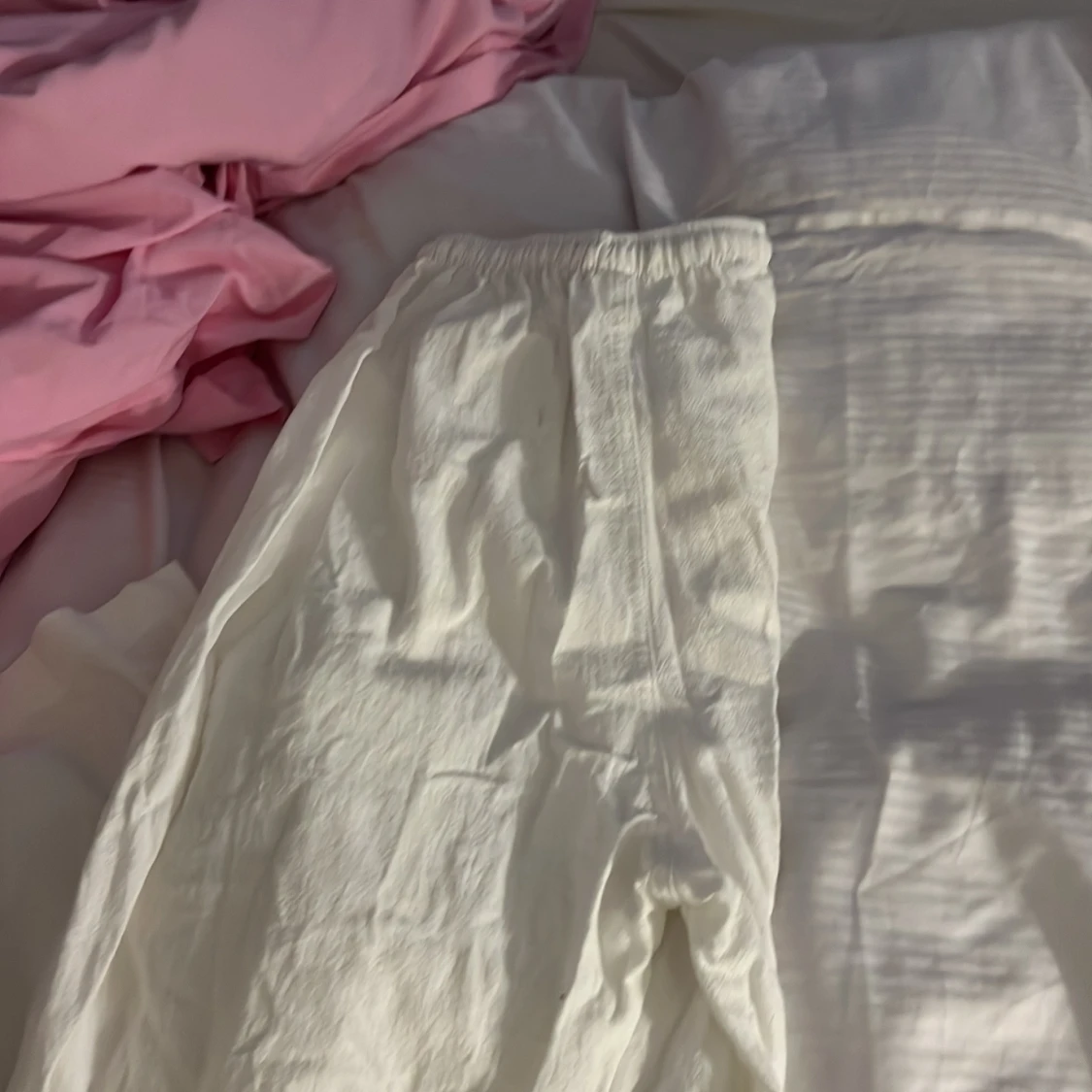 Vita linnebyxor med resårmidja - 1