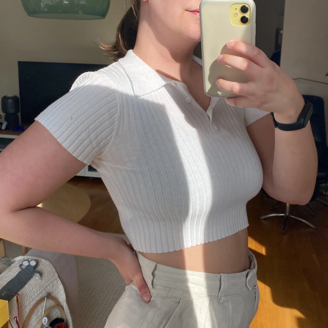 Vit croppad polotopp från SHEIN