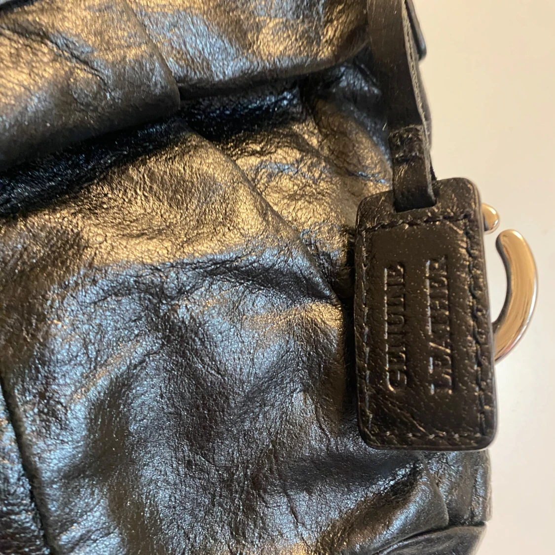 Svart axelväska äkta skinn Eco  - 1