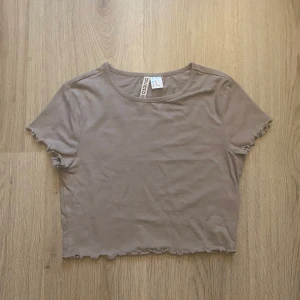 Grå crop top - Säljer en grå croppad t-shirt från H&M Divided. T-shirten har korta ärmar och volang detaljer vid ärmslut och nederkant. Perfekt att matcha med jeans eller kjol. Den är köpt för ca ett år sedan men den är aldrig använd. Skriv om du har frågor o läs gärna min bio innan du köper✨🫶🏻